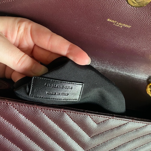 TRADE!💕YSL Saint Laurent Chevron large Burgundy leather chain bag purse gold - Picture 13 of 14